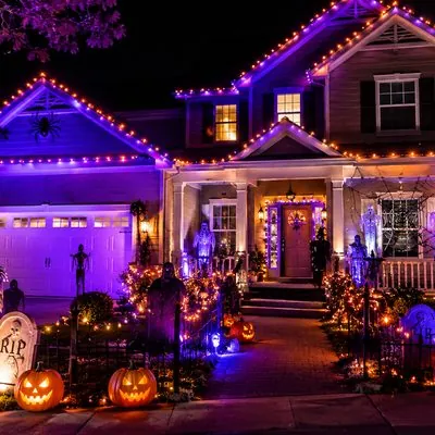 Halloween decor installation