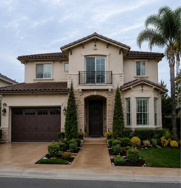 Same home before Christmas lights, daytime
